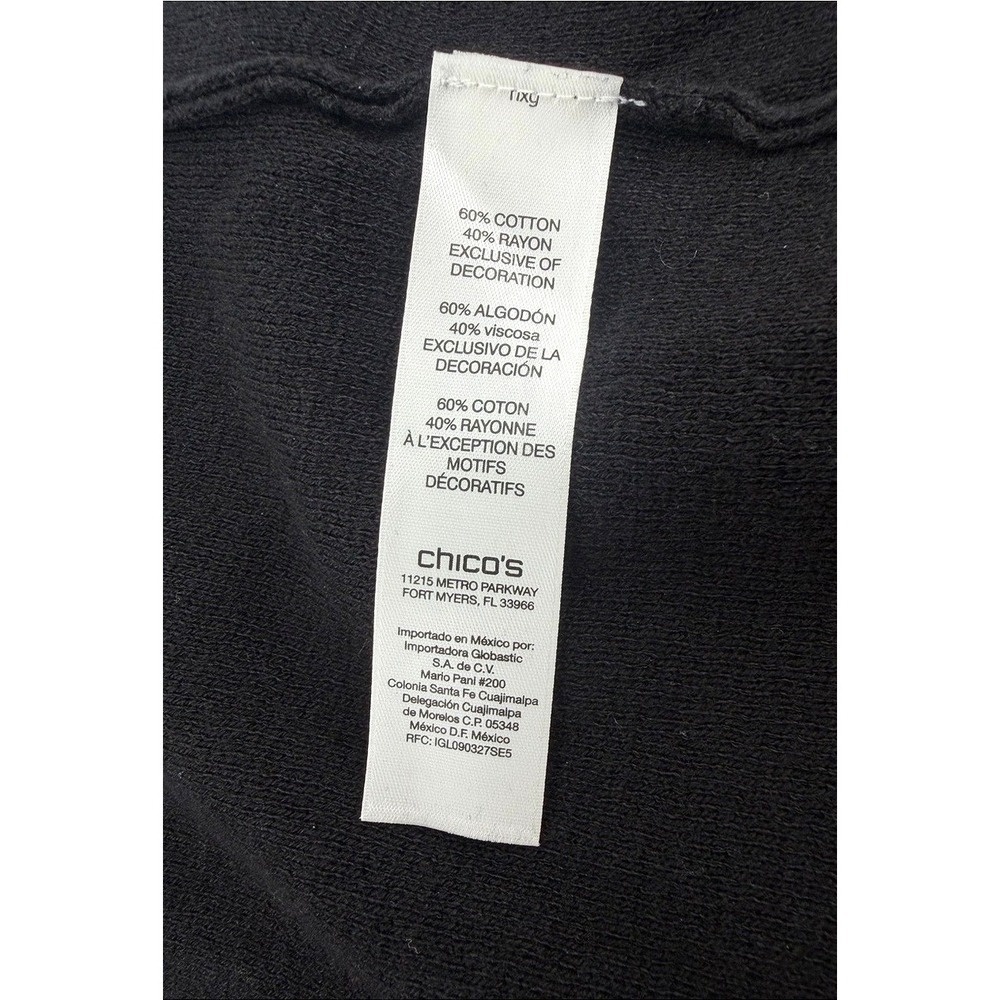 Chicos Black Beaded Sequin Trim Open Front Cardigan Sweater Gold Silver Size‎ 2 - Picture 3 of 10